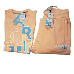 NWT Men's Born Fly T-Shirt and Jogger Pants Combo Salmon Color Size S